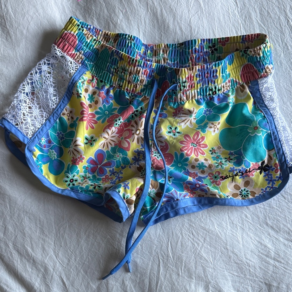 Raya Sun Floral Board Shorts Lace Swim Y2K